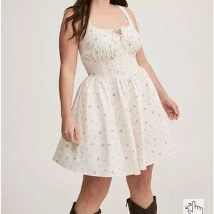 Torrid Cream Floral Corset Dress